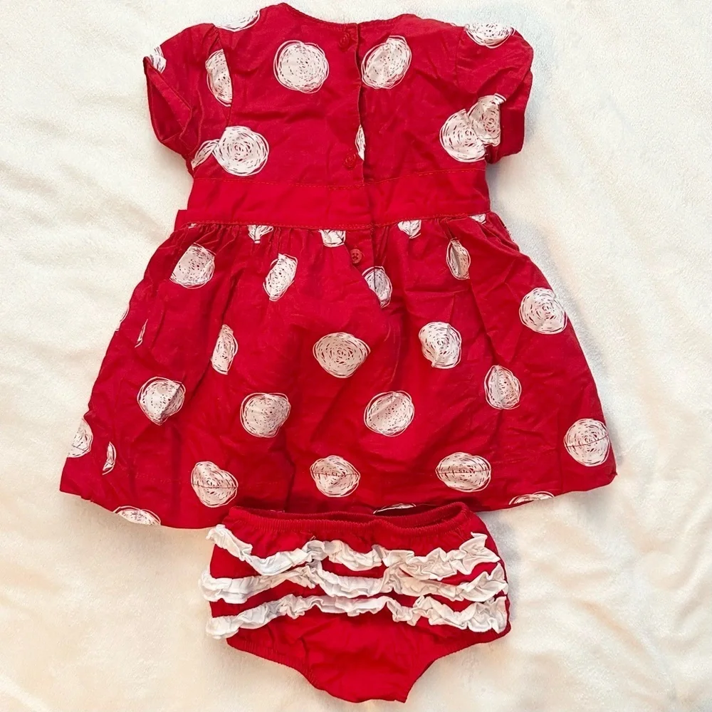 Disney Parks Minnie Mouse 2pc Outfit Red White Polka Dot Dress & Ruffle Brief 6M